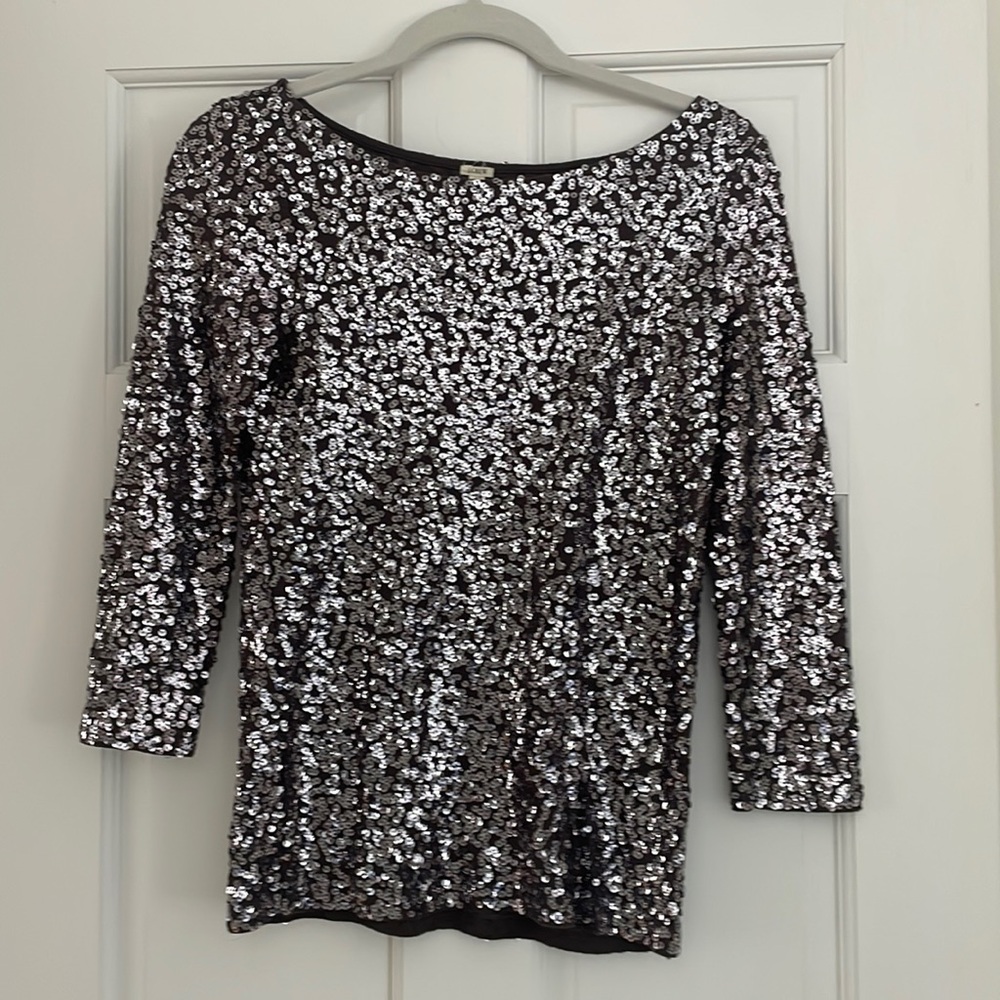 JCREW jewel neck sequin tee